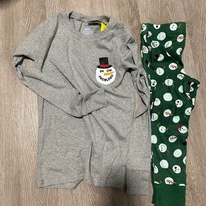 Old Navy Gray Snowman Pajama Set sz10